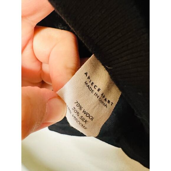 APIECE APART Black Wool Turtleneck Puffed Drapey Sleeves Dewi Sweater size Large - Picture 11 of 12